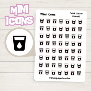 Drink Water Icon Sticker Sheet | Mini Icons Sticker for Journal Planner