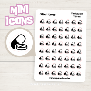 Medication Icon Sticker Sheet | Mini Icons Sticker for Journal Planner